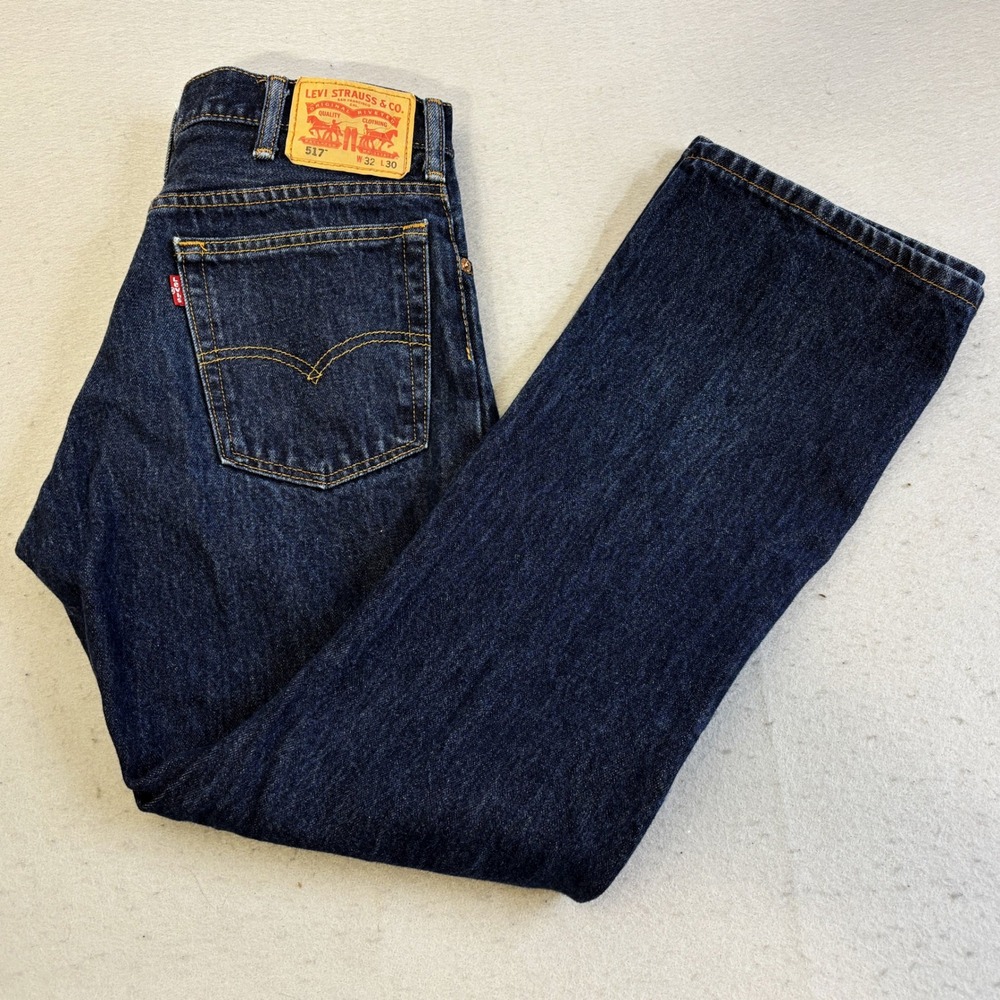 Vtg Levis 517 Bootcut Jeans Mens 32x30 Dark Blue Excellent Slim Fit Denim Pants